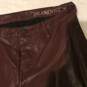 Blank NYC Maroon Leather Pants Womens 28